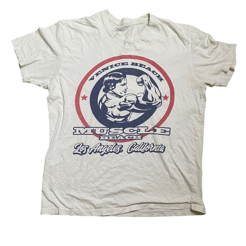 Muscle Beach Venice Beach California T-Shirt M Arnold Schwarzenegger Gym Tee